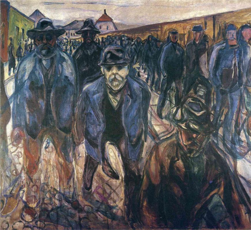 Workers on Their Way Home, 1913-1915 - Edvard Munch Painting